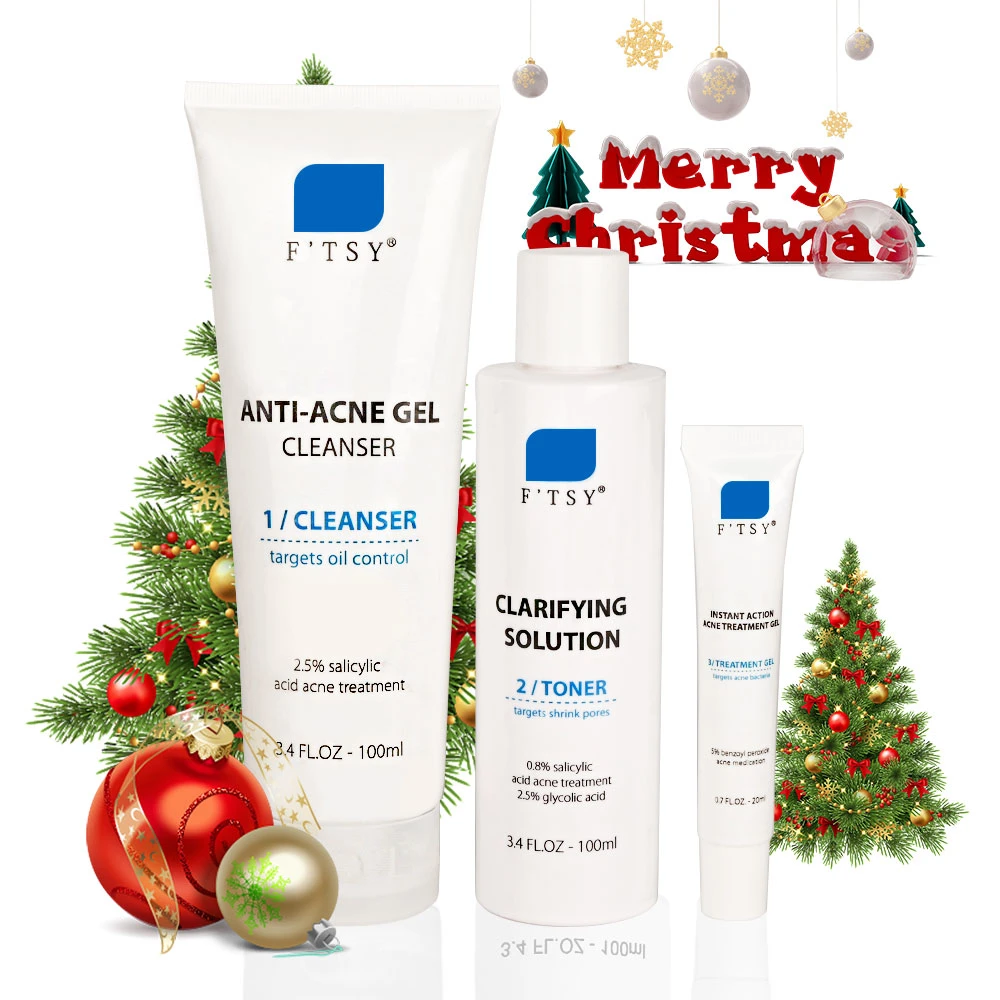 Factory Price Salicylic Acid Acne Skin Care Set Pores Minimizing Blemishes Acne Prone Skincare Essentials Set Kits