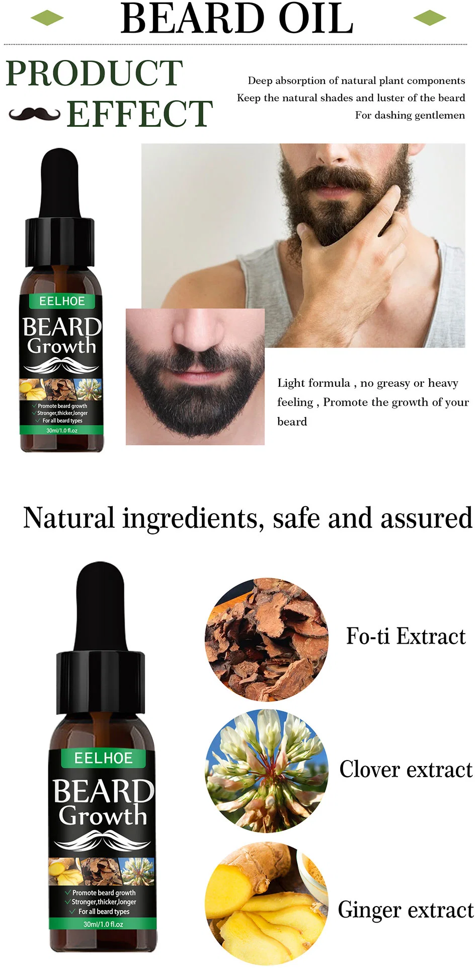 Beard Growth Oil Nourishing and Moisturizing Spray Beard Care Promotes Beard Growth Concentrate