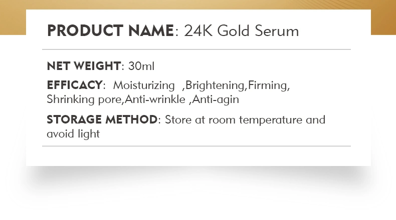 Private Label Whitening 24K Goldzan Ampoule Serum for Beauty Care 24K Face Gold Serum Brightening