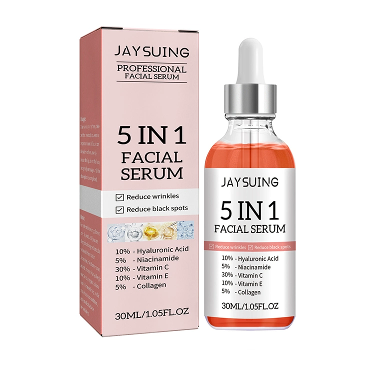 Wholesale 5 in 1 Private Label Korean Skincare Anti Aging Hyaluronic Acid Collagen Niacinamide Vitamin C E Skin Care Face Serum