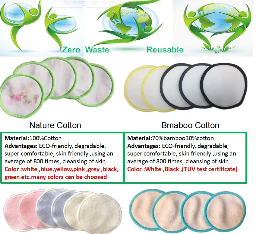 Jm Natural Make up Remover Pads (16 Pack) Bamboo Velour Pads Washable Facial Wipes