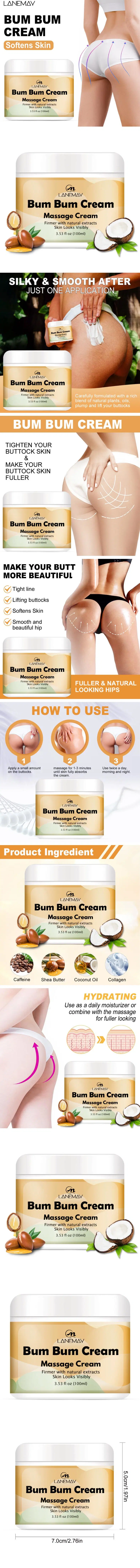 Private Label Bum Bum Cream Buttock Firming and Butt and Breast Enhancing Lifting Butt Enhancement Cream Customized Package