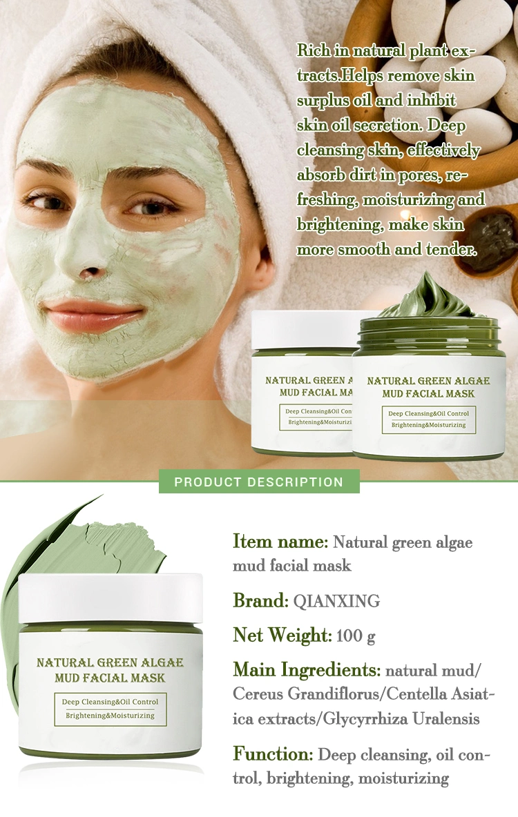 Women Beauty Skin Care Green Tea Moisturizing Repairing Oil Control Mud Facial Mask Private Label