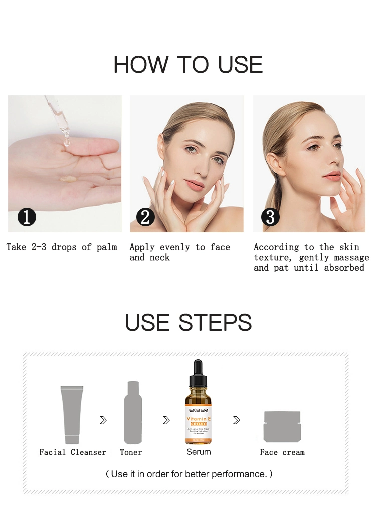 Hot Selling Moisturizing Whitening Inhibit Pigmentation Anti-Acne Relieve Skin Fragility Vitamin E Serum for Sensitivity Skin