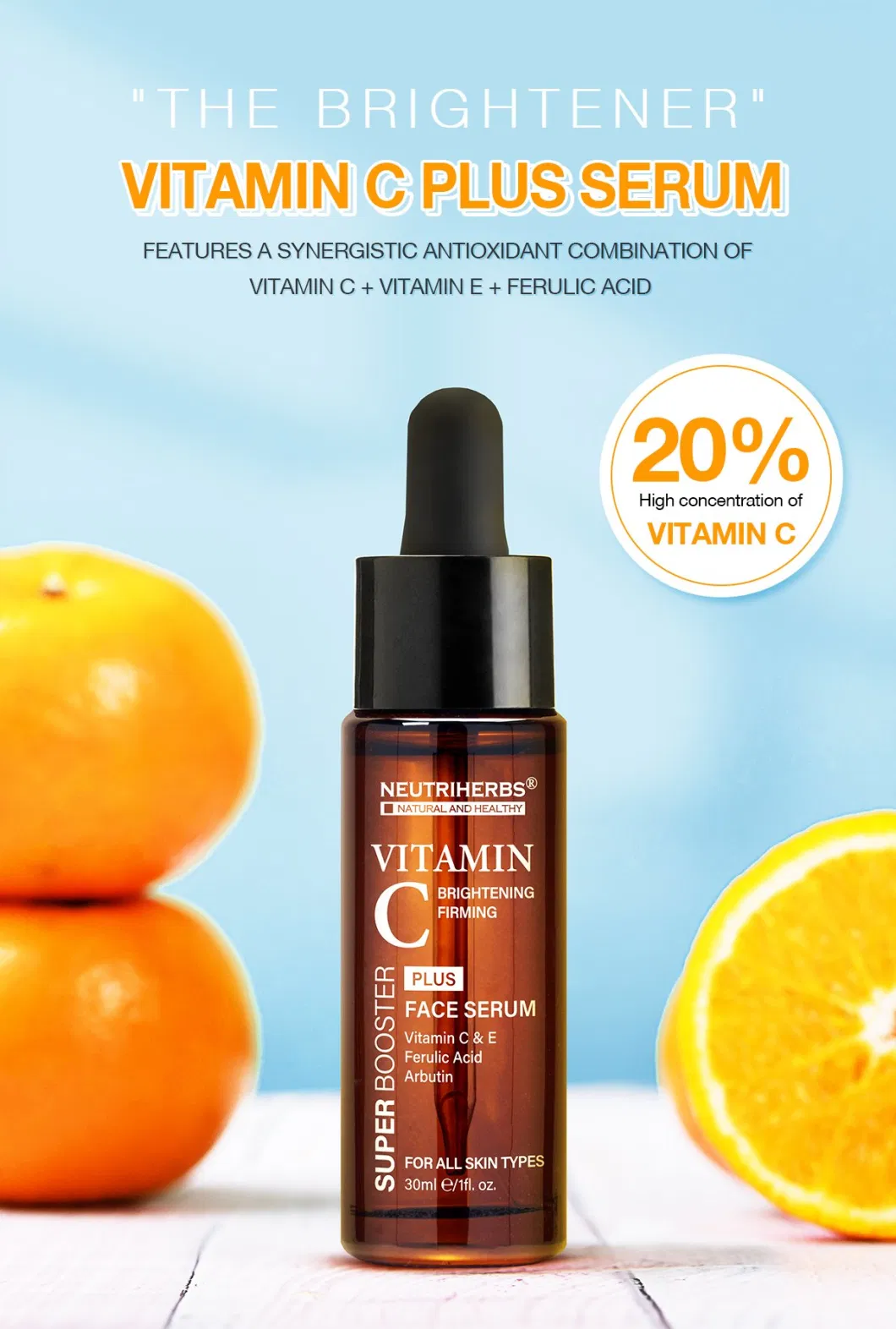 Organic Private Label Vitamin C Face Serum for Skin Lightening