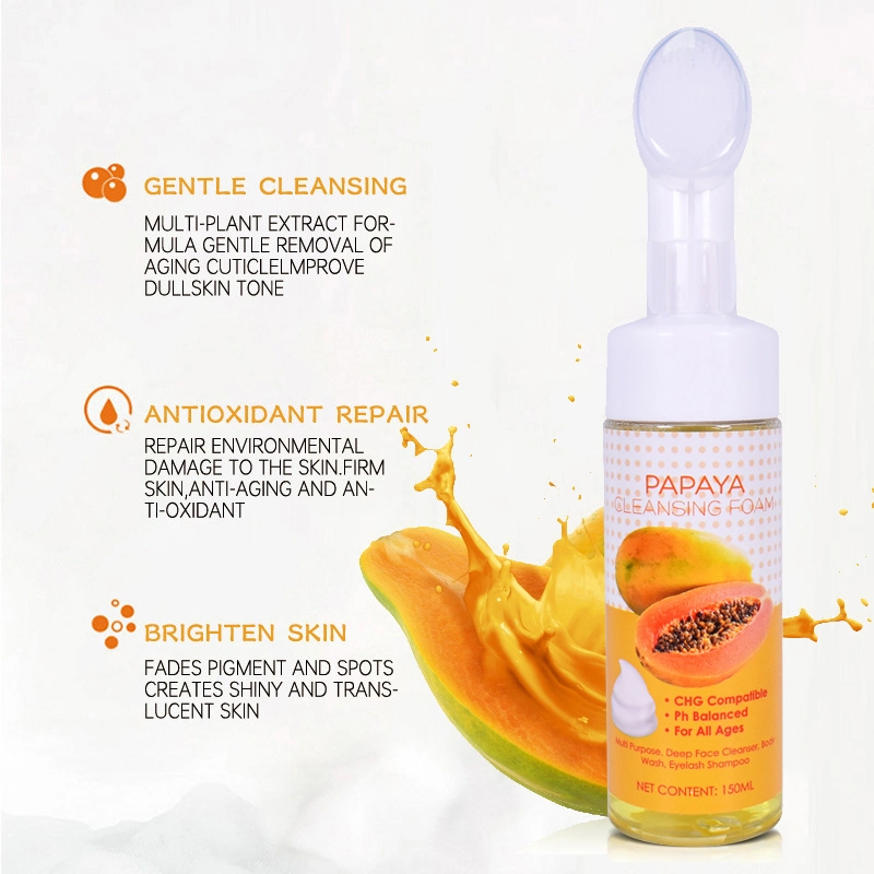 Face Wash Cleanser Silicone-Free Deep Cleansing Pore Shrinking and Vitamin C Papaya Foam Facial Cleanser