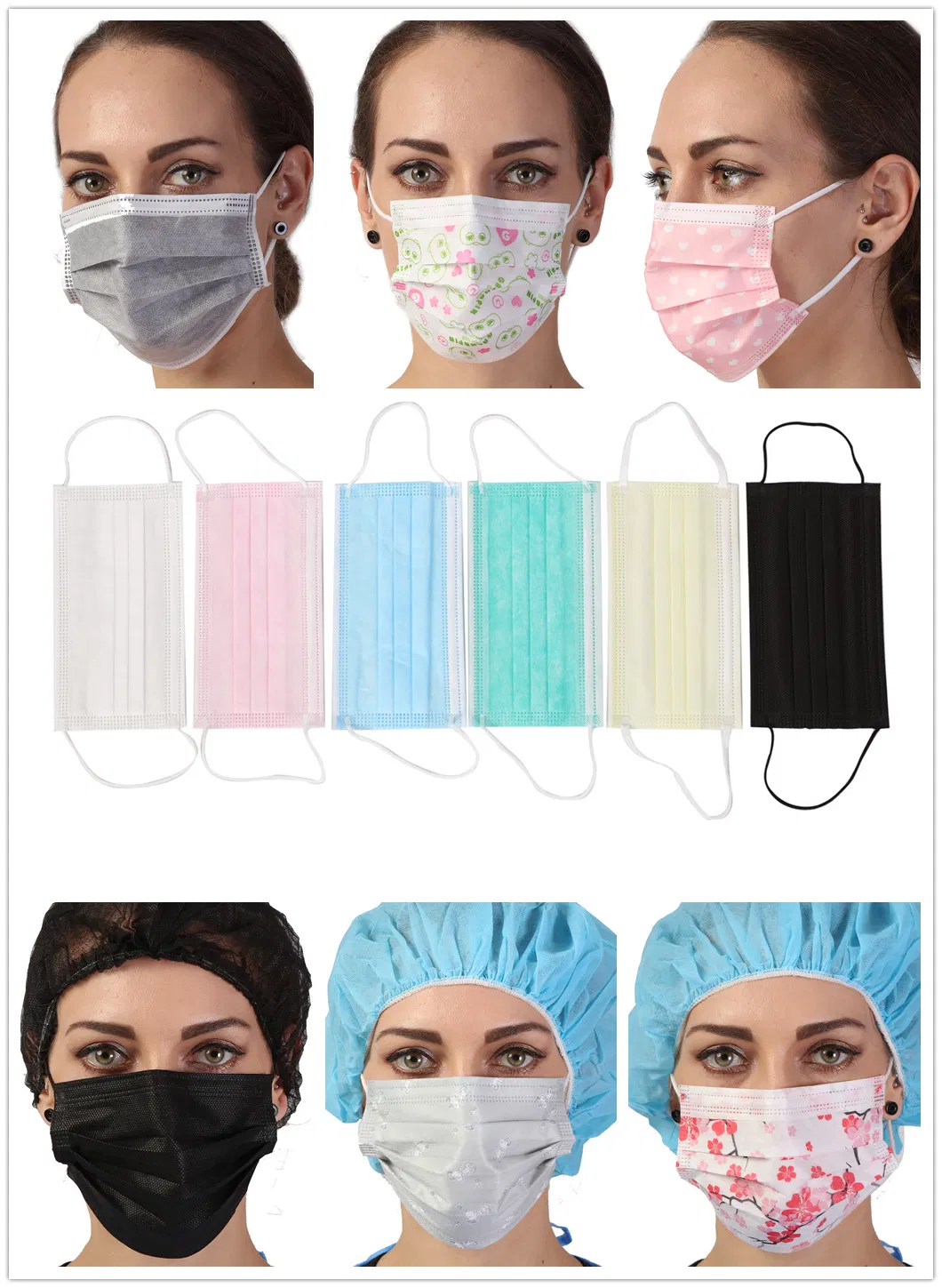 CE FDA 3ply 4ply Ear Loop Tie Hospital Mascarilla Non Woven Type IIR Supplier Wholesale Dust Blue White Black Protective Surgical Disposable Medical Face Mask