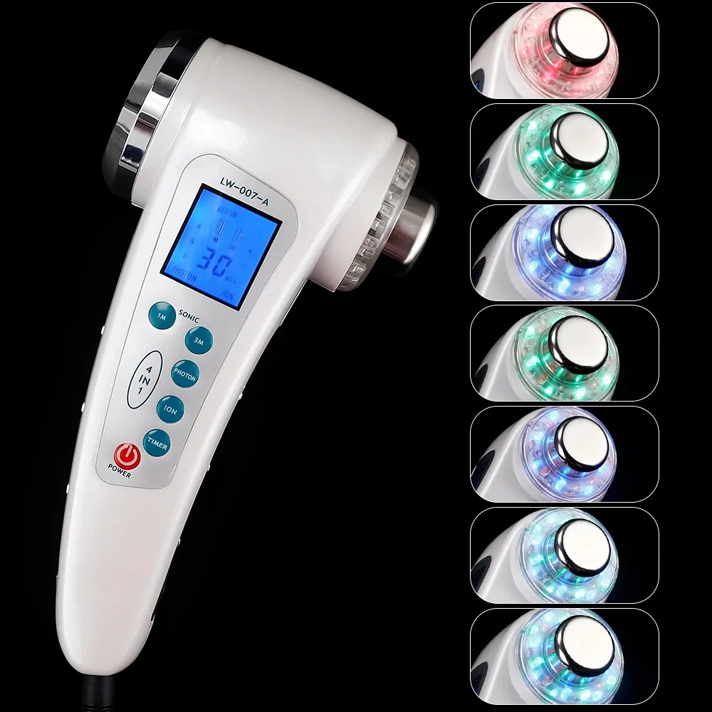 LED Ultrasonic Rechargeable Import Essence Serum Anti Wrinkle Skin Rejuvenation Collagen Massage Lifting Weight Loss 4in1 Beauty Equipment