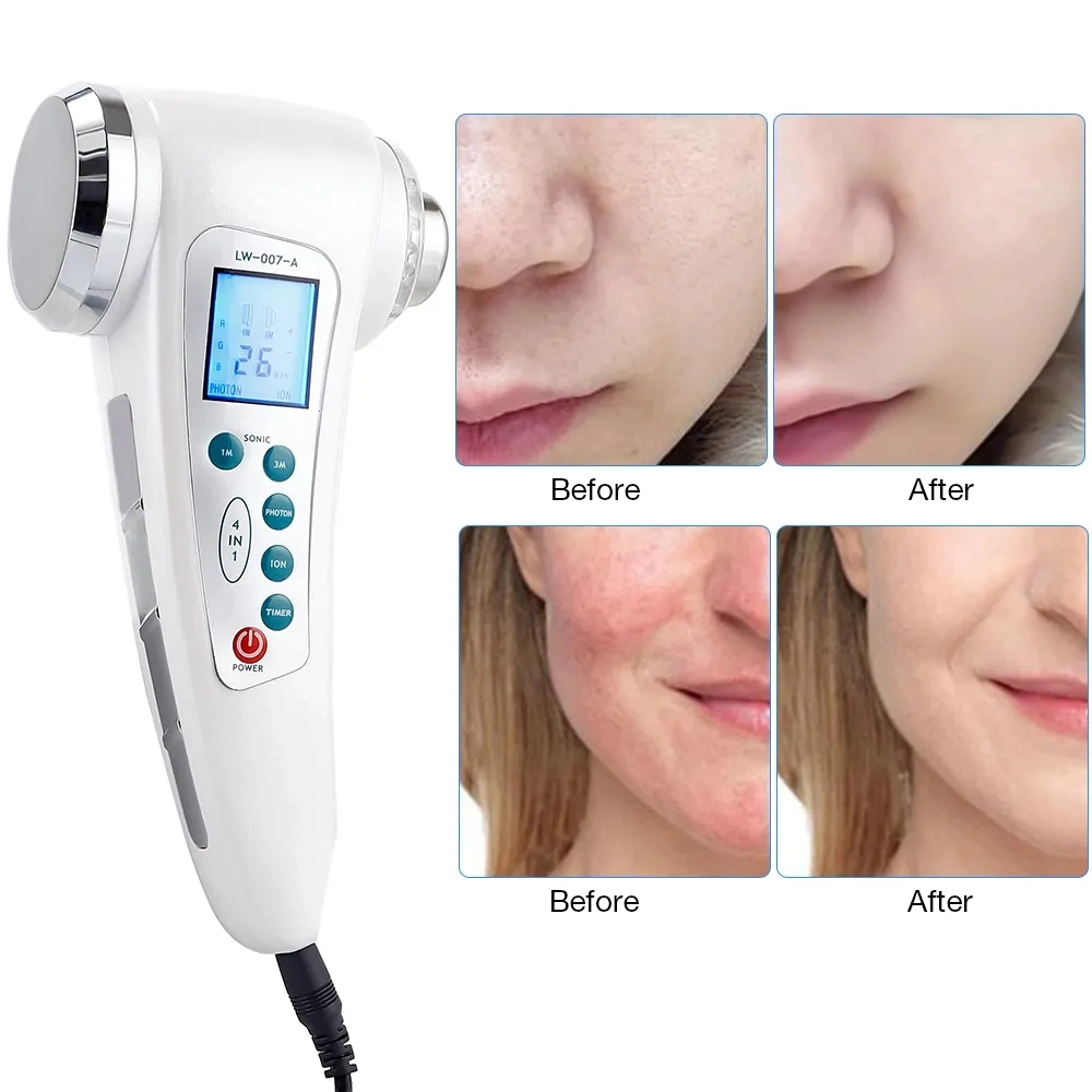 LED Ultrasonic Rechargeable Import Essence Serum Anti Wrinkle Skin Rejuvenation Collagen Massage Lifting Weight Loss 4in1 Beauty Equipment