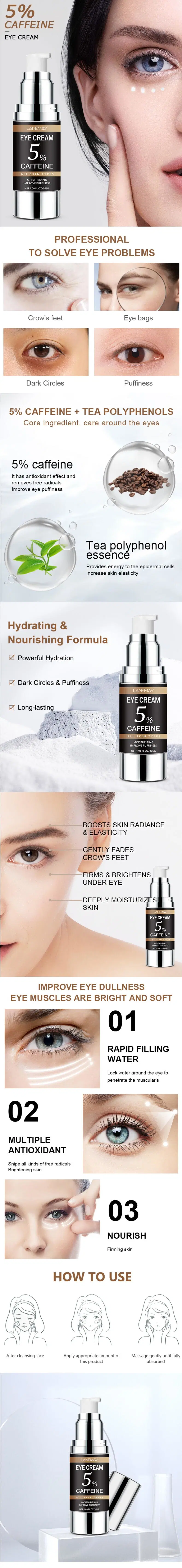 Online Wholesale in Stock Dark Circle Eye Cream for Wrinkles, Crows Feet Improve Fine Lines Around Tighten Moisturize The Skin Peptide Vitamin C Eye Cream