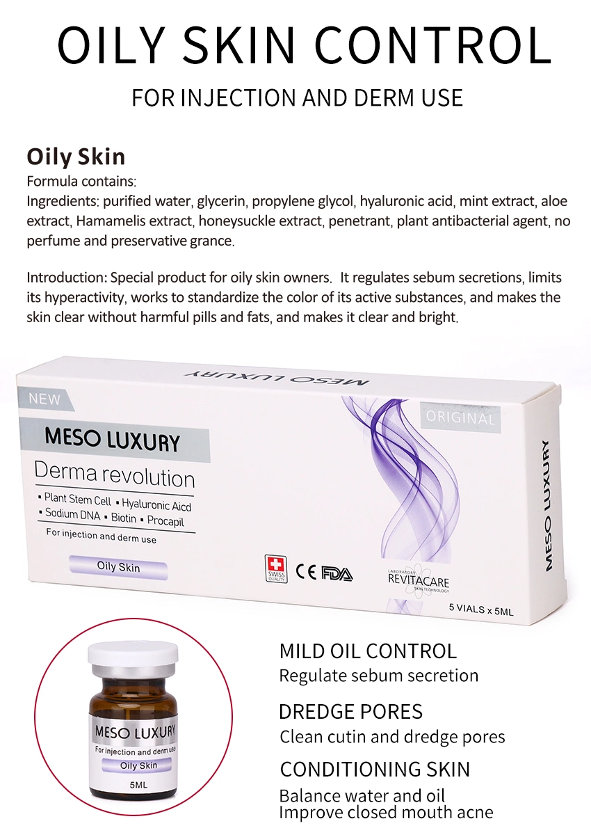 OEM Private Label Meso Luxury Injectable Mesotherapy Serum Acne Scar Removal Skin Whitening Moisturizing Serum