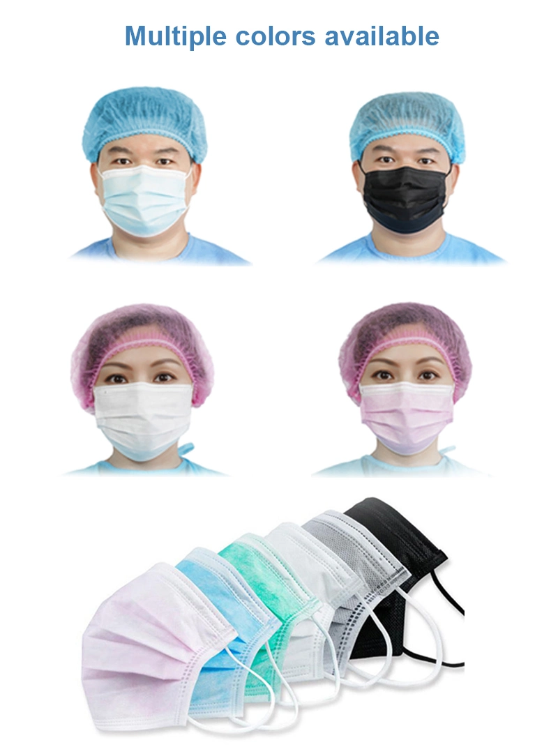 White Color En14683 Disposable 3 Layer Standard Non Woven Earloop Surgical Face Mask for Medical Use