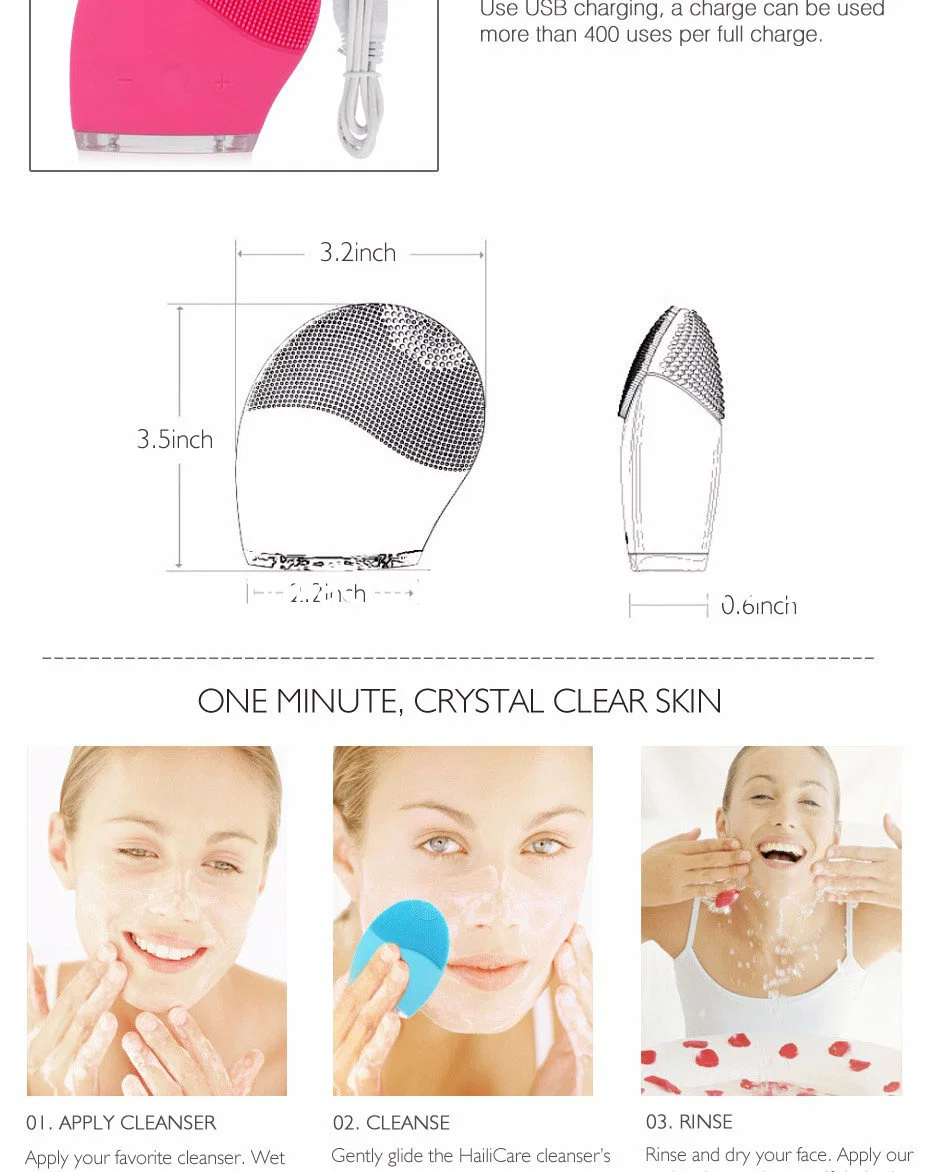 Electric Face Cleanser Vibrate Waterproof Silicone Cleansing Brush Beauty Equipment