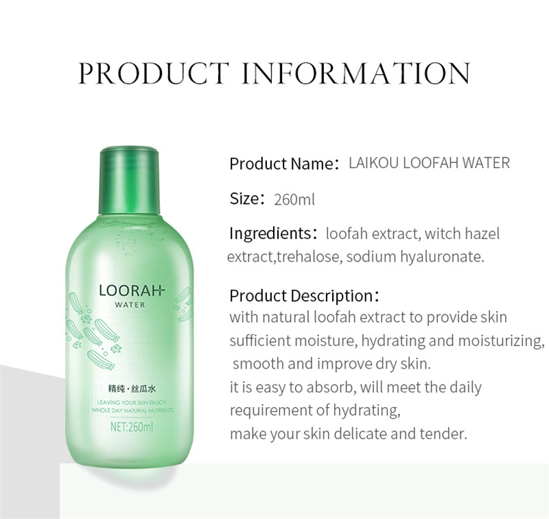 Loofah Face Toner Moisturizing Oil Control Cucumber Water Skin Care 100% Organic Anti Aging Shrinking Pores Tonic Liquid