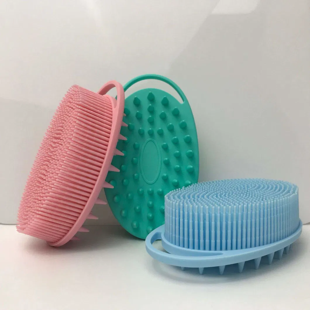 Popular Ultra Soft Silicone Double Face Cleansing Sided Scalp Massager Shampoo Brush Baby Silicone Bath Brush