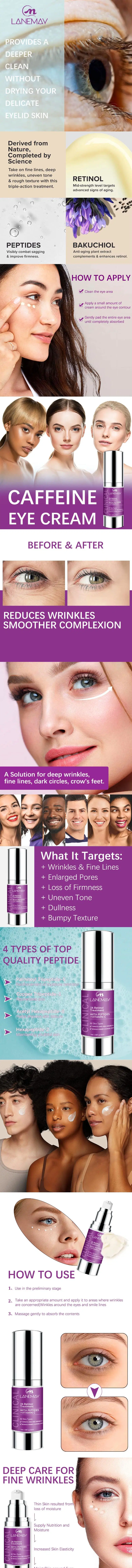 Online Wholesale in Stock Dark Circle Eye Cream for Wrinkles, Crows Feet Improve Fine Lines Around Tighten Moisturize The Skin Peptide Vitamin C Eye Cream