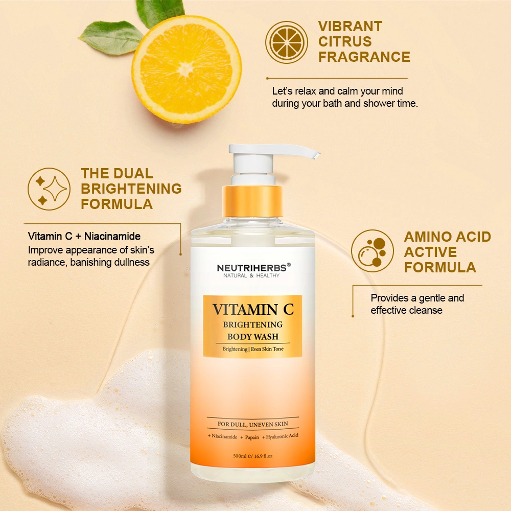 Private Label Brightening Age Embrace Moisturizing Whitening Shower Gel Vegan Vitamin C Body Wash