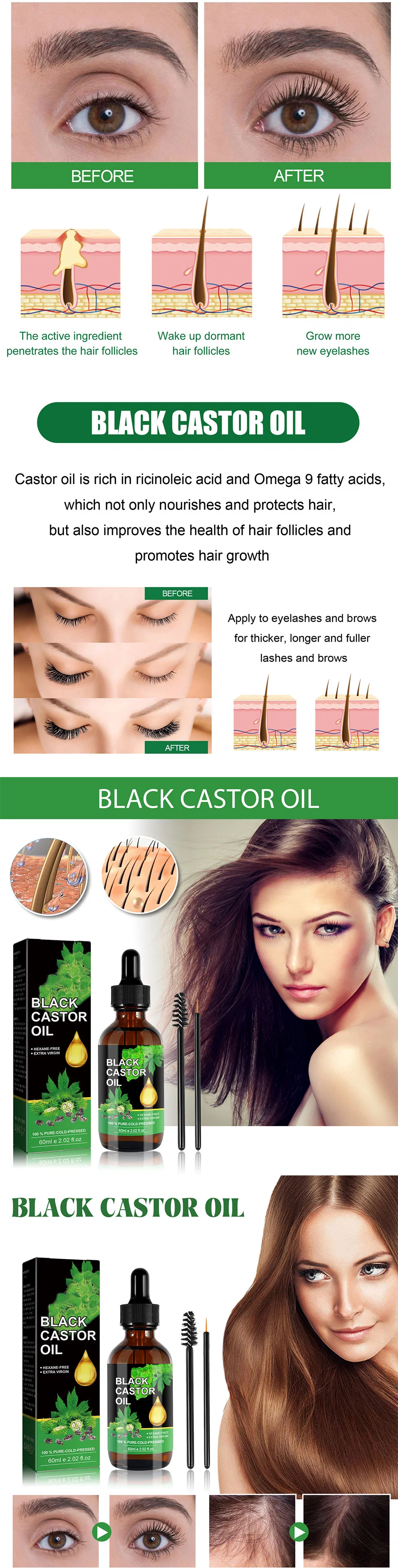 Succsion Hair Care Nourishing Black Curling Hair Essential Oil Organic Black Castor Oil for Hair Growth