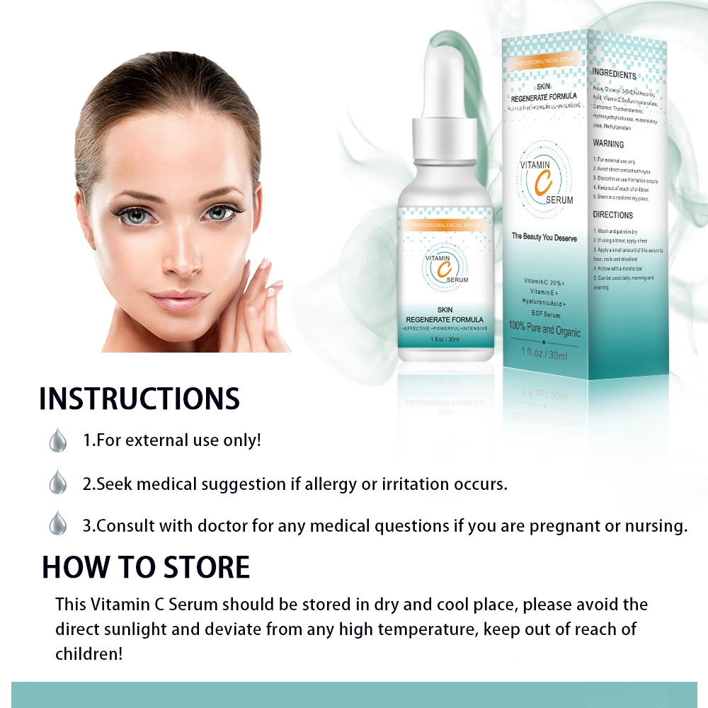 Wholesale Private Label Vitamin C Skincare Facial Anti Aging Brightening Organic Natural Vegan Serum for Face