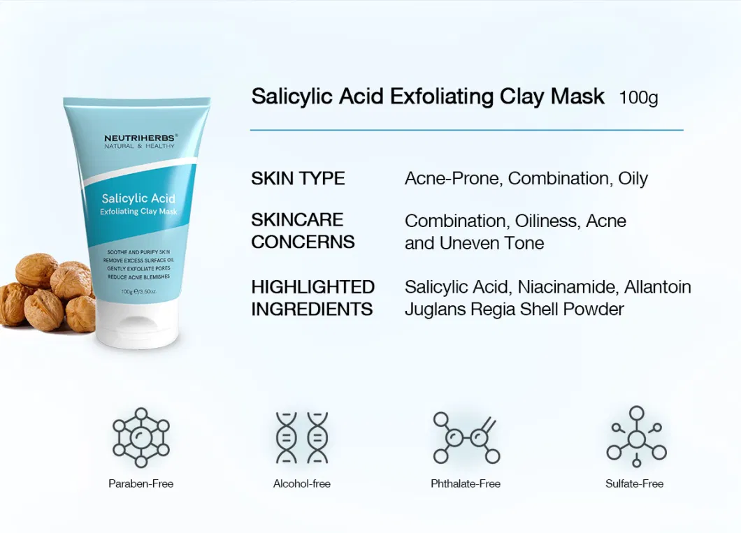 Natural Deep Cleansing Hydrated and Smooth for Dry Skin Salicylic Acid Clay Mask