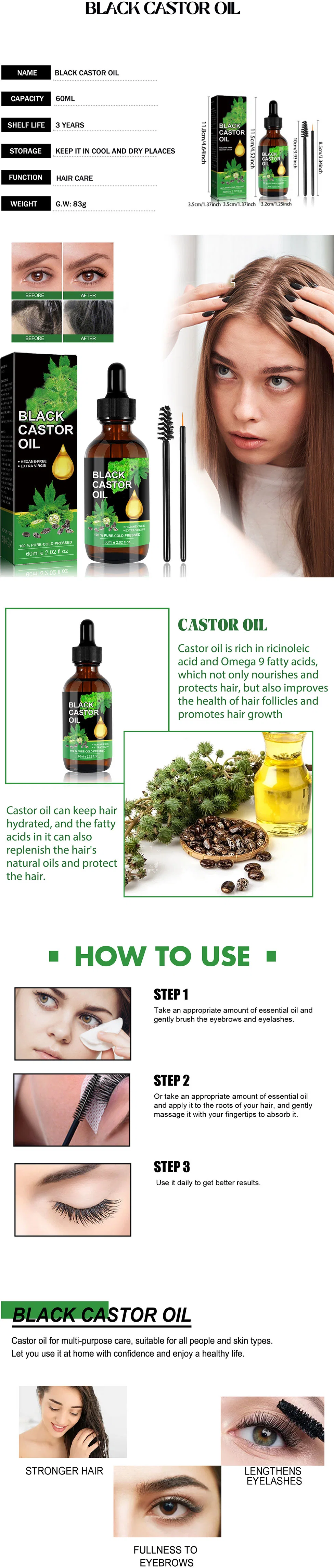 Wholesale Pure Natural Jamaican Black Castor Oil for Hair and Body Skincare Nourishing Hydrating Body Oil Hair Regrowth Serum