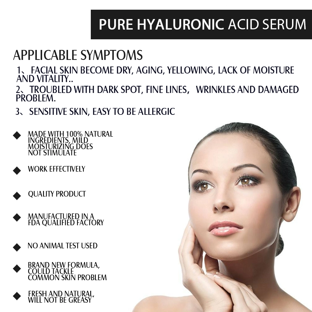 Premium Custom Logo Facial Vegan Anti Aging Skin Care Moisturizing Hydrating Hyaluronic Acid Face Serum