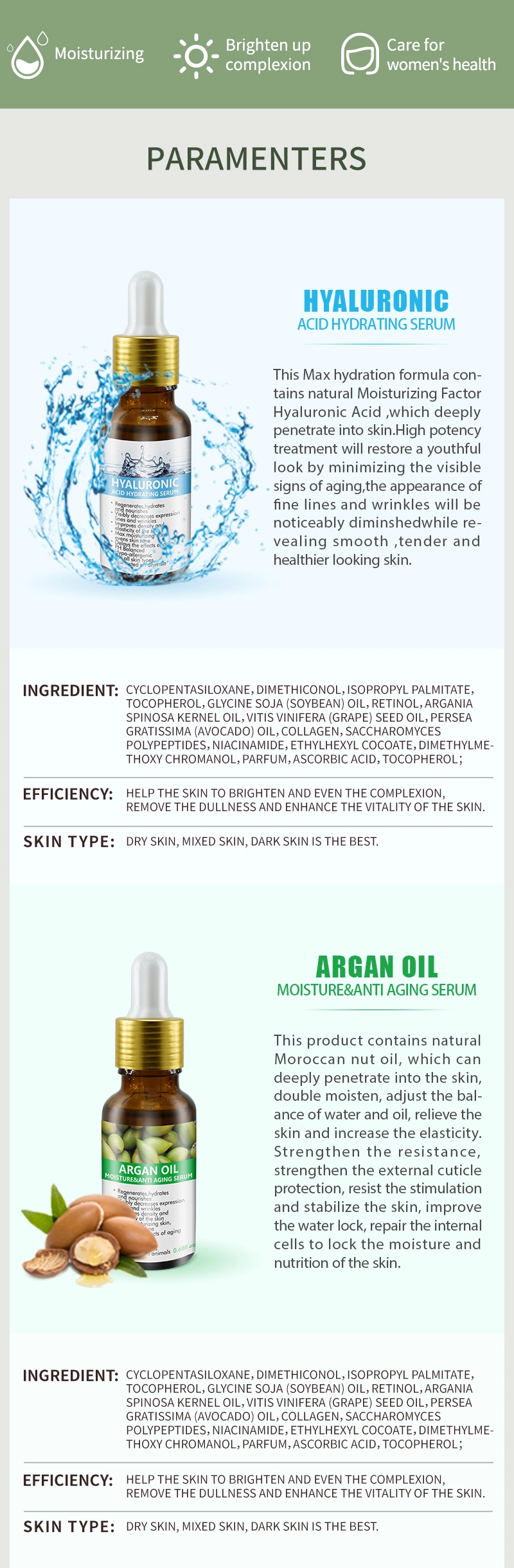 Private Label Skin Care Serum Hyaluronic Acid Vitamin E OEM Organic Anti Aging Brightening Wrinkle Face Vitamin C Serum