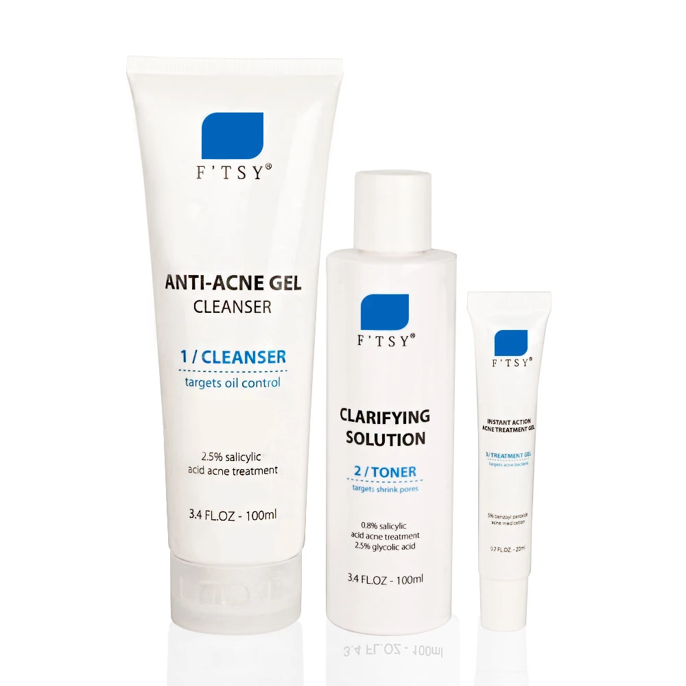 Factory Price Salicylic Acid Acne Skin Care Set Pores Minimizing Blemishes Acne Prone Skincare Essentials Set Kits