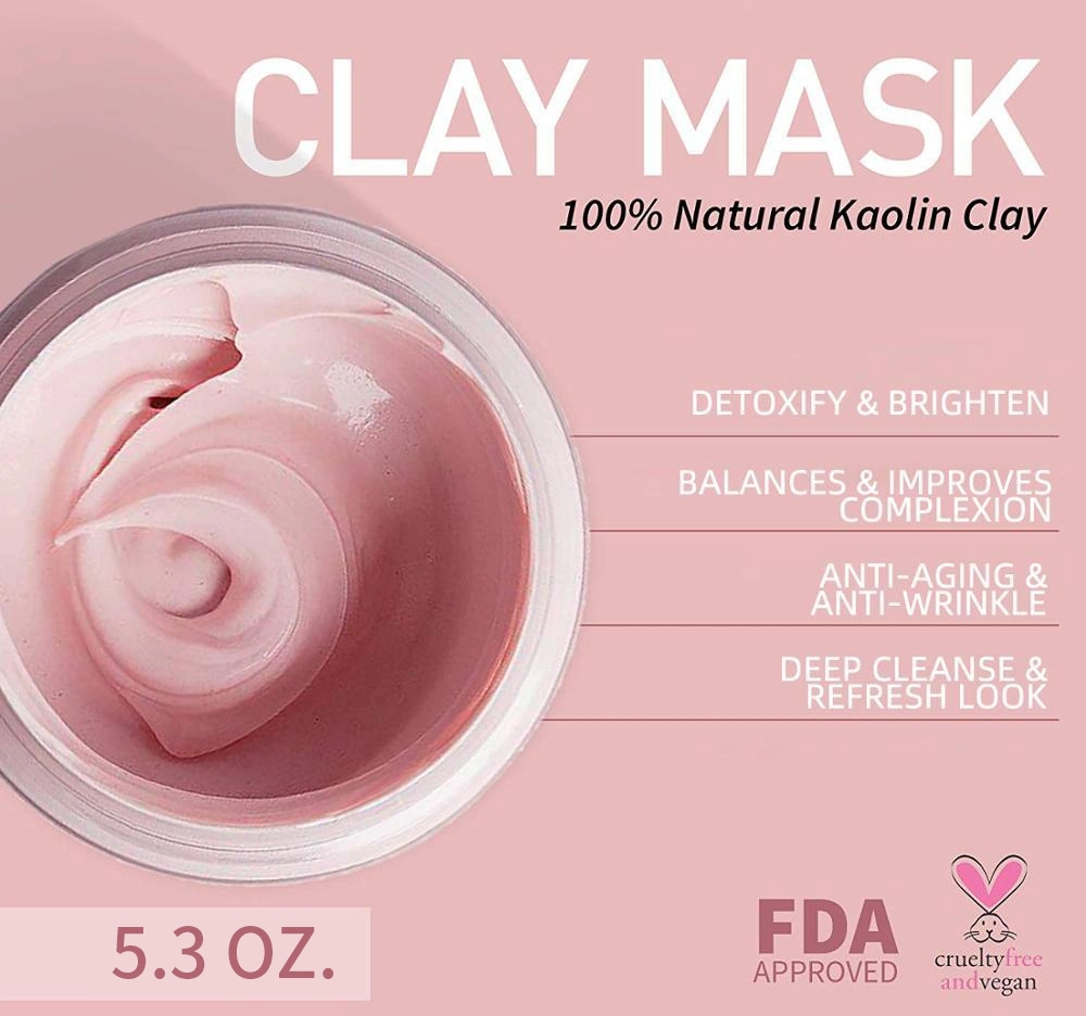 OEM Pure Rose Powder Organic Cleansing Face Pink Clay Mud Mask