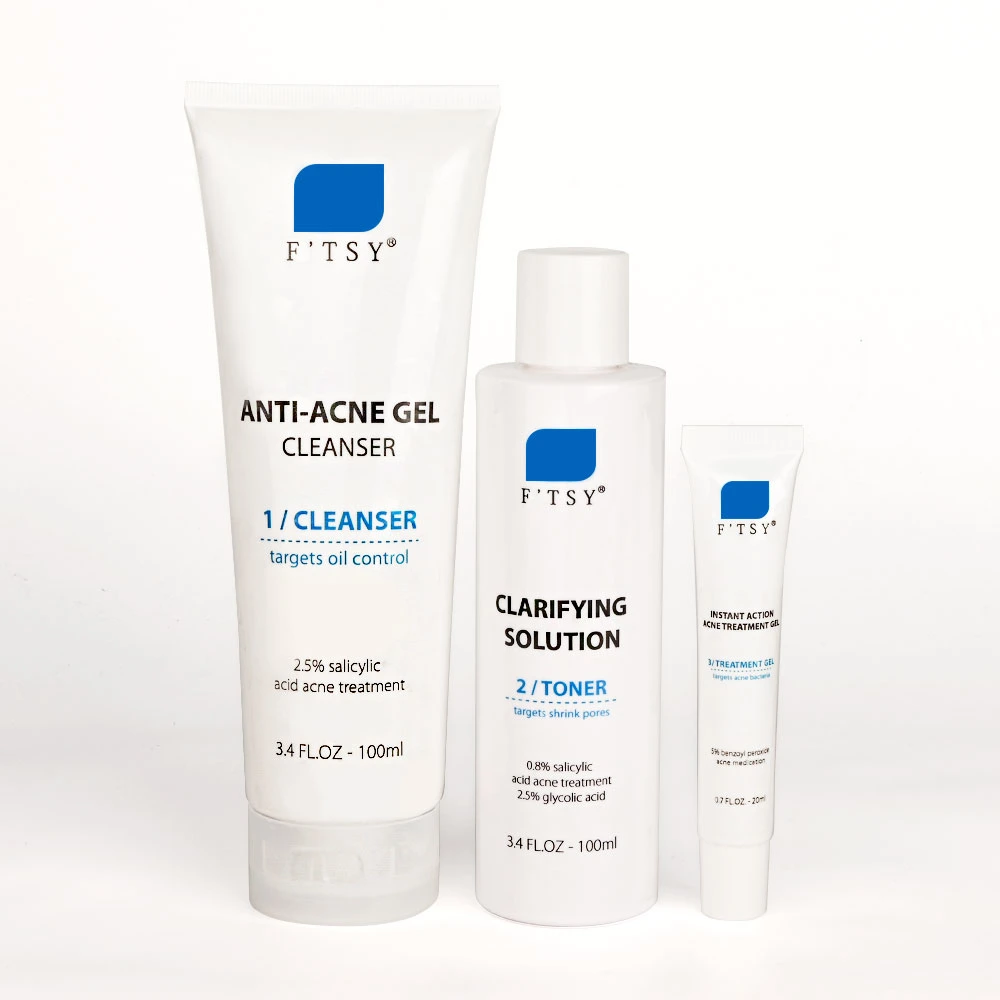 Factory Price Salicylic Acid Acne Skin Care Set Pores Minimizing Blemishes Acne Prone Skincare Essentials Set Kits