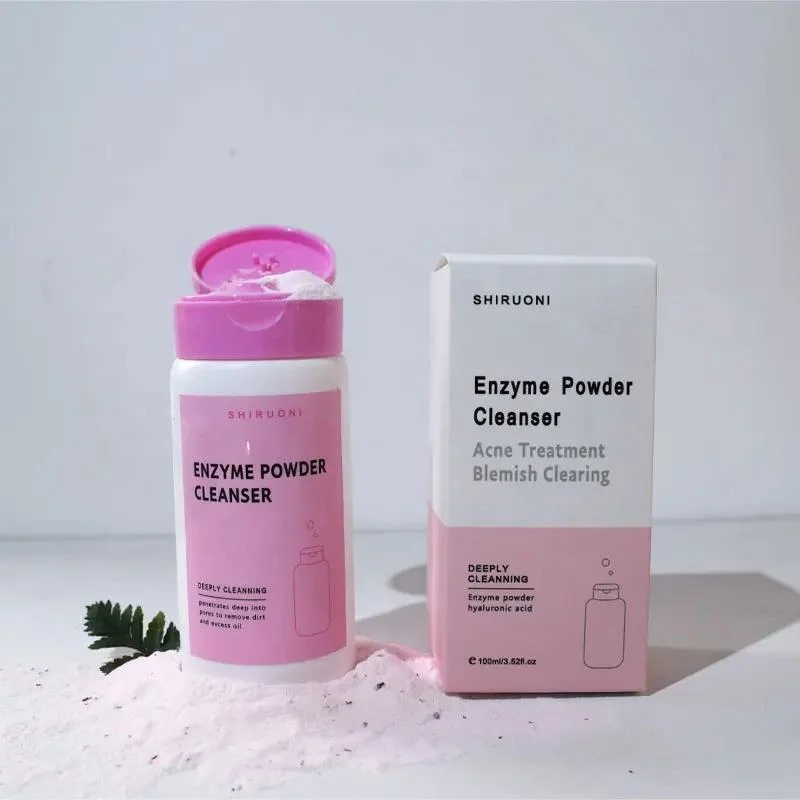 Private Label Skin Care Face Pink Rose Pore Cleansing Powder Whitening Acid Enzyme Powder Cleanser