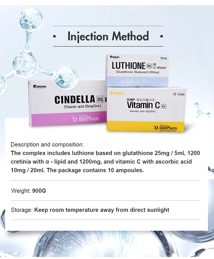 Korea Luthione Cindella Glutathione Skin Anti-Oxidation Vitamin C I. V. Whitening Injection