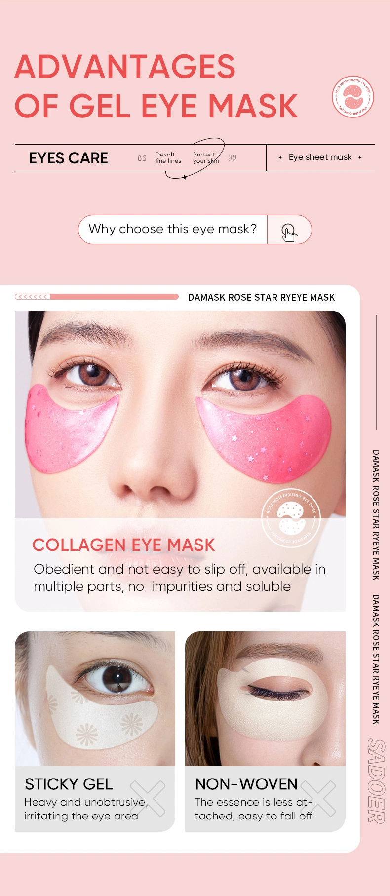 Private Label Collagen Bamboo Charcoal Rose Starry Sky Eye Patch Moisturize Anti Aging Skin Care Crystal Eye Mask