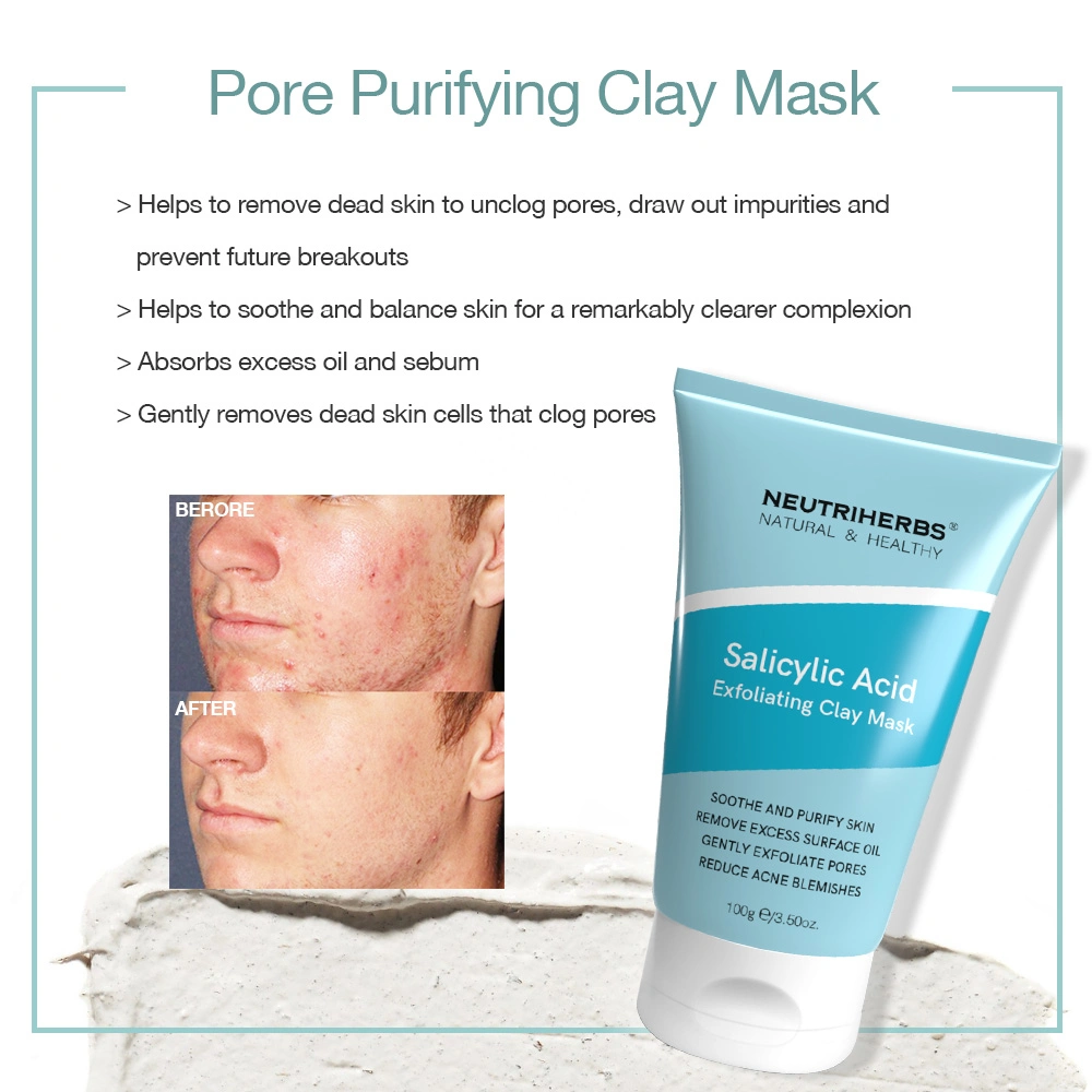 Best Selling Private Label Natural Organic Unclog Pores Salicylic Acid Clay Mask