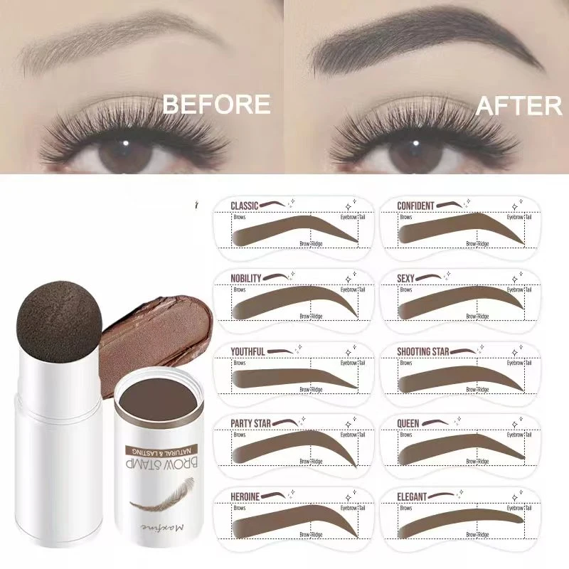 Waterproof Shaping One Step Eyebrow Stamp and Eyebrow Stencil Kit