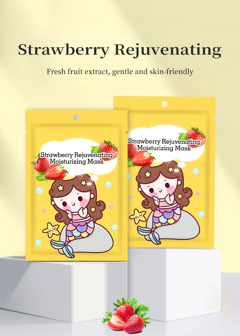 Skin Care Vitamin C Beauty Fruit Extract Strawberry Moisturizing Whiten Cartoon Girl Sheet Korean Facial Mask