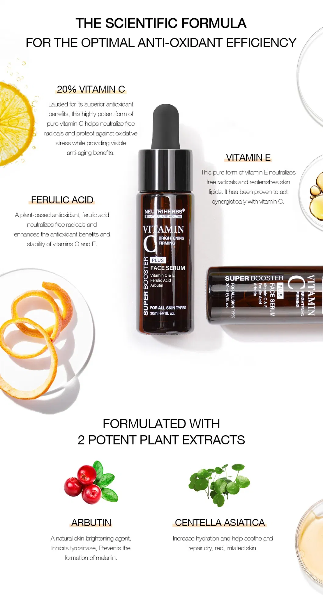 Organic Private Label Vitamin C Face Serum for Skin Lightening