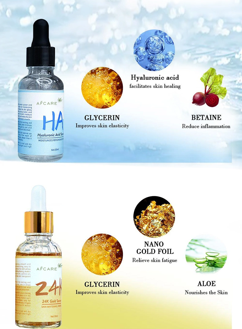 Whitening Anti-Aging Anti-Wrinkle Vitamin C Hyaluronic Acid Collagen 24K Gold Face Serum