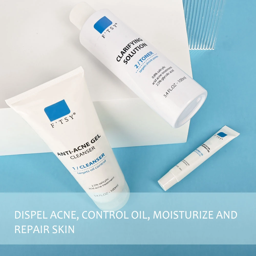 Custom Logo Natural Salicylic Acid Acne Skin Care Set Pores Minimizing Blemishes Acne Prone Skincare Essentials Set Kits