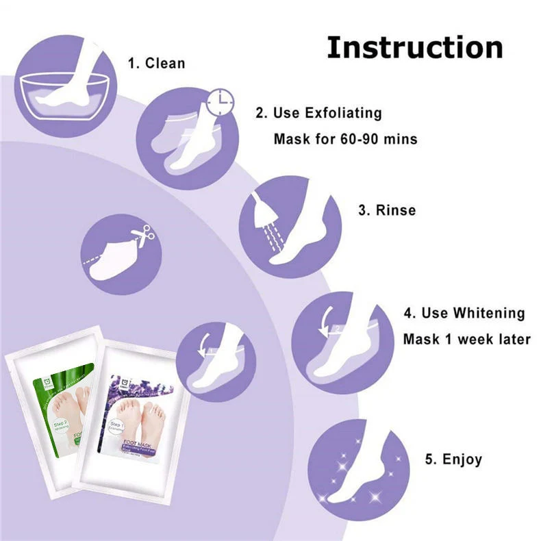 Private Label Footmask Socks Exfoliating Long Treatment Peel off Whitening Foot Mask