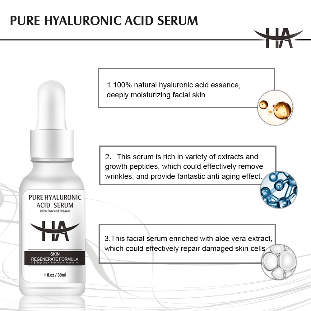 Premium Custom Logo Facial Vegan Anti Aging Skin Care Moisturizing Hydrating Hyaluronic Acid Face Serum