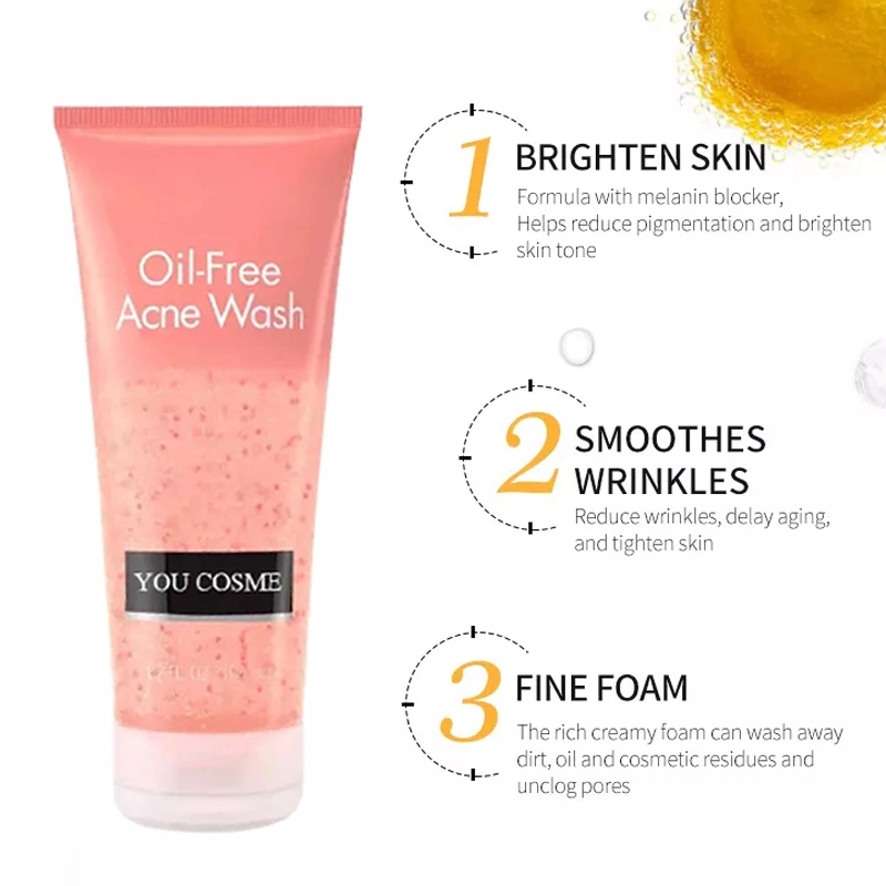 Facial Vitamin C Acid Foam Cleanser Oil Control Blemish Exfoliating Gel Anti Aging Face Wash Clear Pores