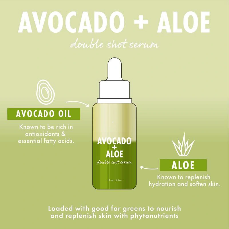 Beauty Cosmetics Skin Care Vitamin C Avocado Aloe Double Shot Serum