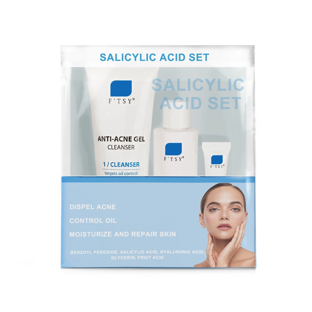 Custom Logo Natural Salicylic Acid Acne Skin Care Set Pores Minimizing Blemishes Acne Prone Skincare Essentials Set Kits