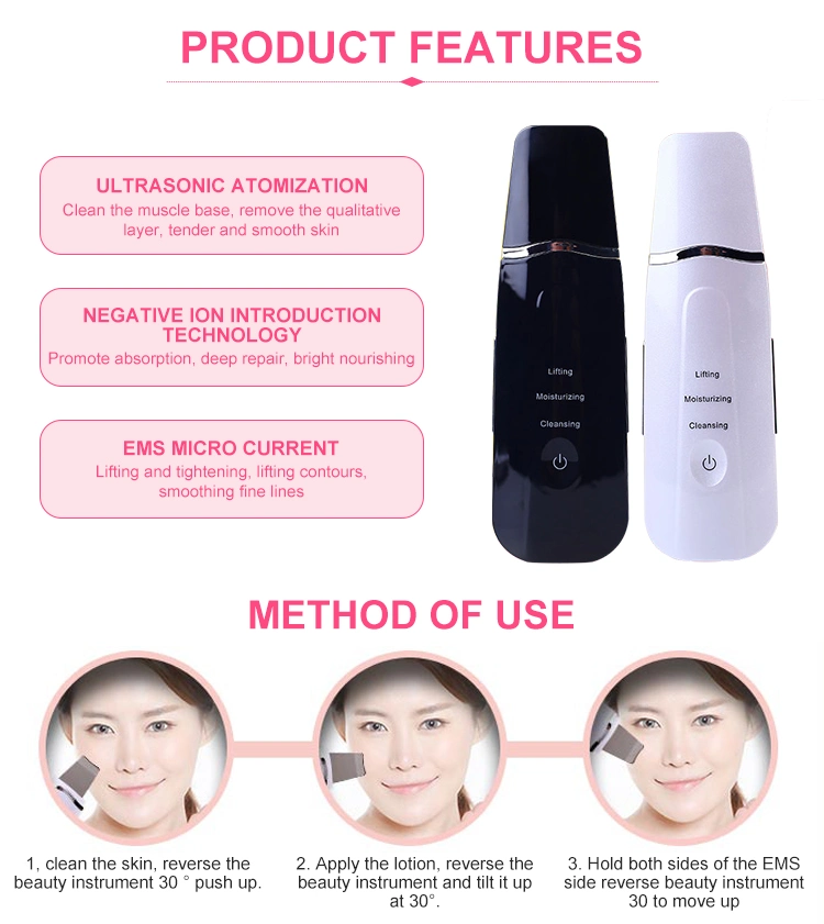 Facial Skin Scrubber, Skin Care Scrubber Comedone Extractor, Facial Skin Spatula, Pore Cleanser &amp; IP6X Waterproof USB Charger, Facial Lifting Tool