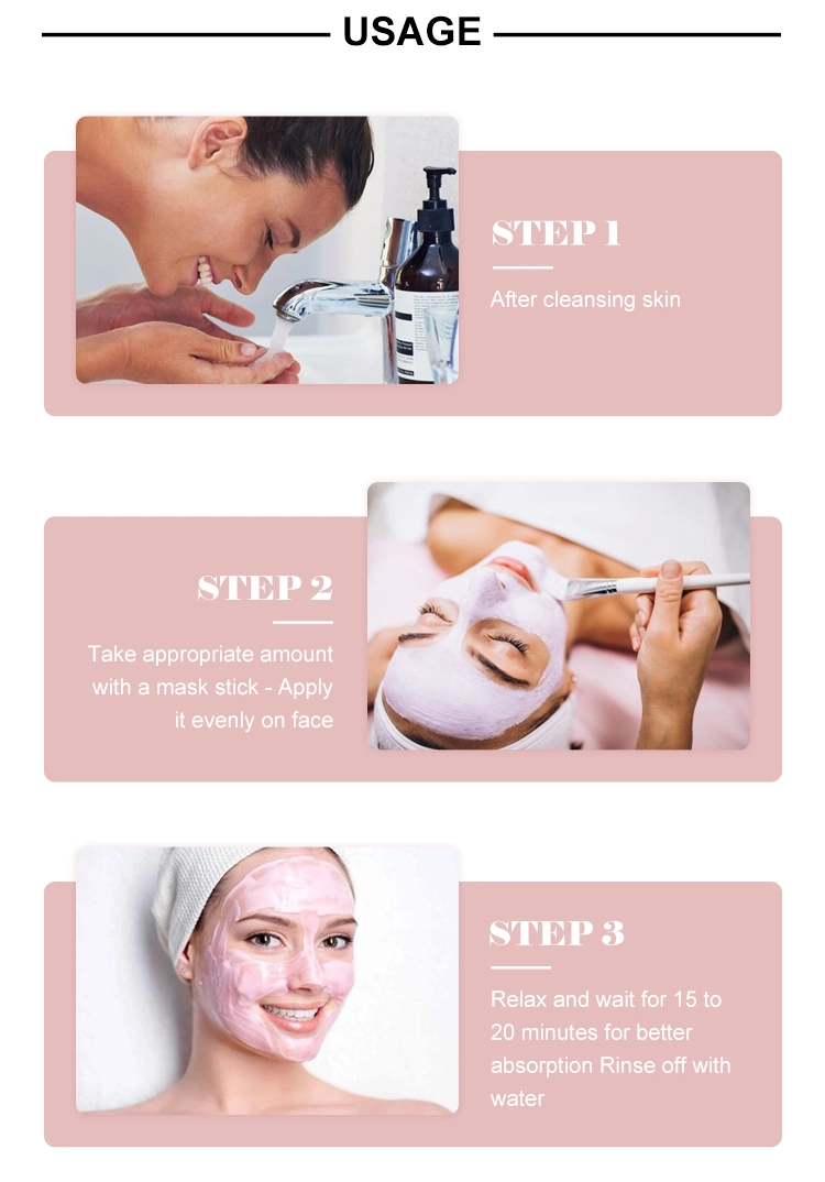 Hotsale Cosmetic Skin Care Natural Mud Facial Mask Nourishing Brightening Glowing Pink Clay Mask