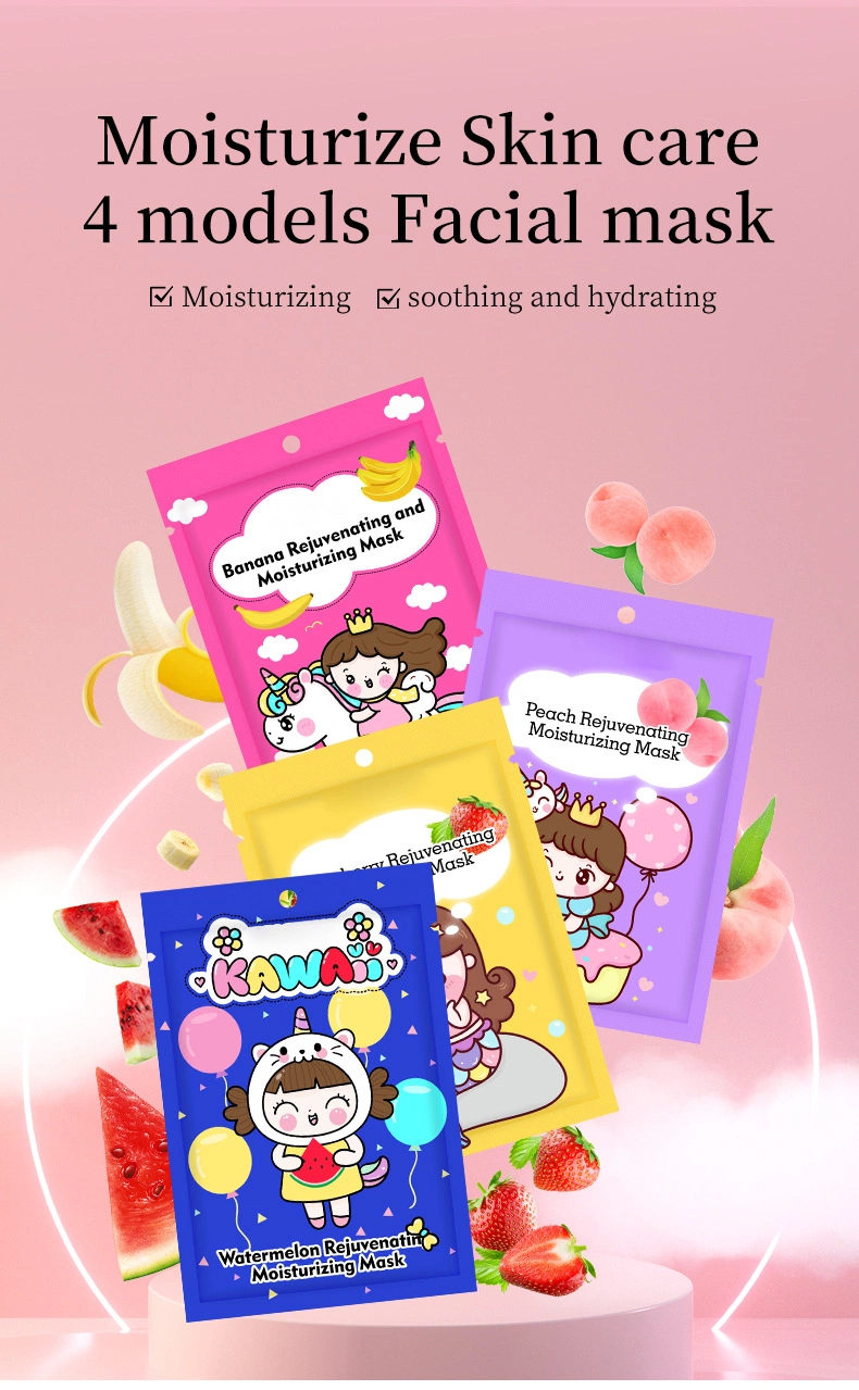 Skin Care Vitamin C Beauty Fruit Extract Strawberry Moisturizing Whiten Cartoon Girl Sheet Korean Facial Mask