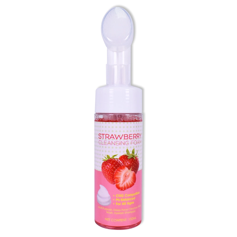 Pore Shrinking Silicone-Free Deep Cleansing Strawberry Facial Cleanser Foam for Face Wash