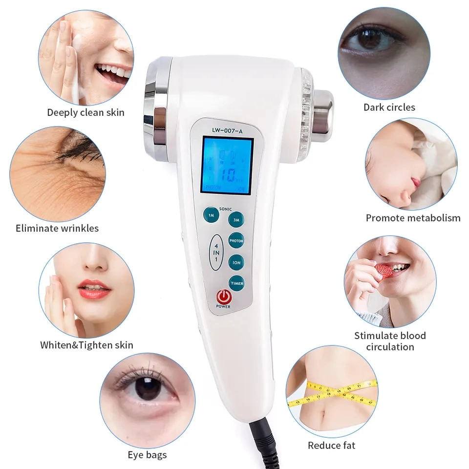 LED Ultrasonic Rechargeable Import Essence Serum Anti Wrinkle Skin Rejuvenation Collagen Massage Lifting Weight Loss 4in1 Beauty Equipment