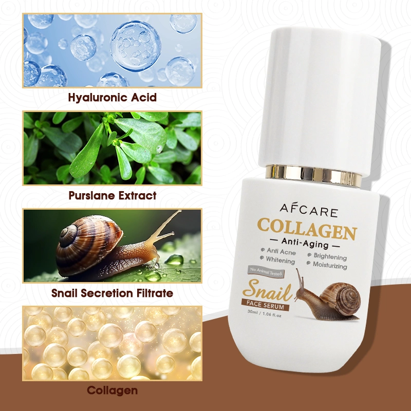 Private Label Collagen Anti-Aging Whitening Brightening Moisturizing Snail Face Serum